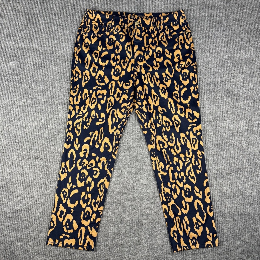 Chicos So Slimming Girlfriend Ankle Pants Womens 2/L Stretch Leopard Print